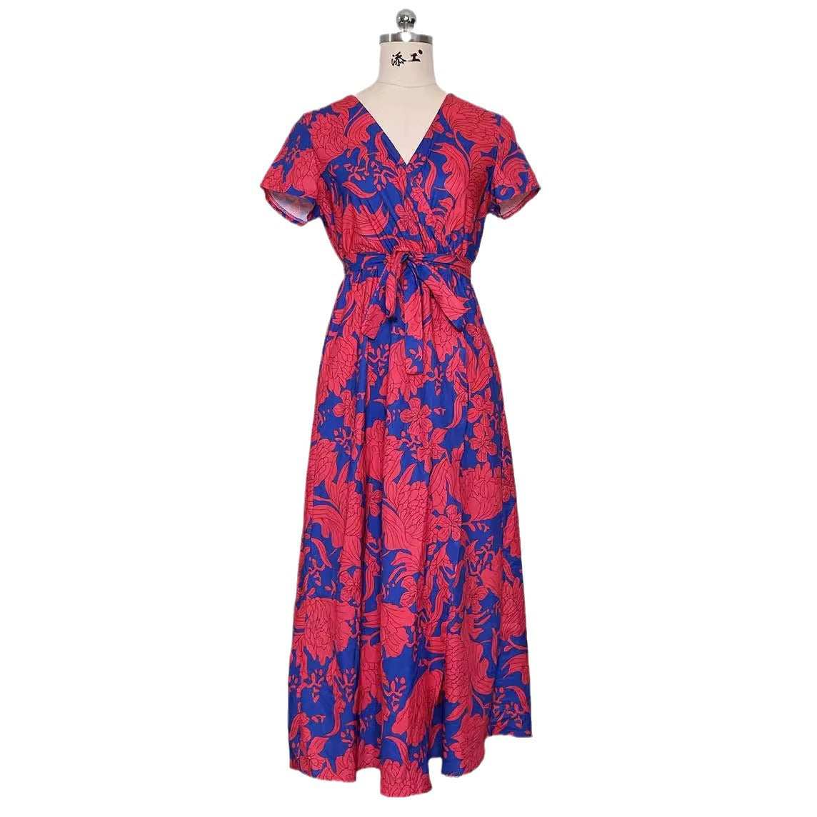 Summer Floral Print V-Neck Split Hem Midi Dress
