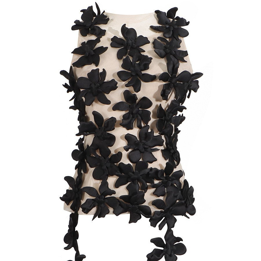 Designer 3D Floral Mesh Vest