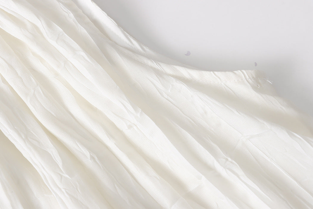 Summer Water Ripple Texture Round Neck Sleeveless Maxi Dress