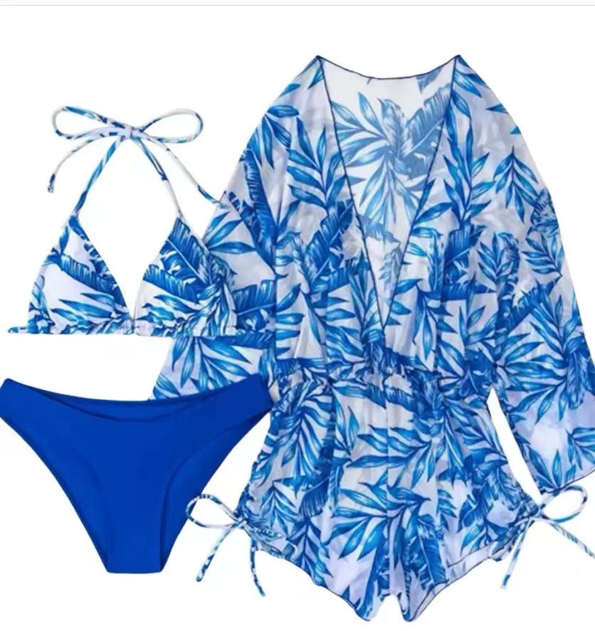 Sexy Net Drawstring 3pcs Women Swimsuits