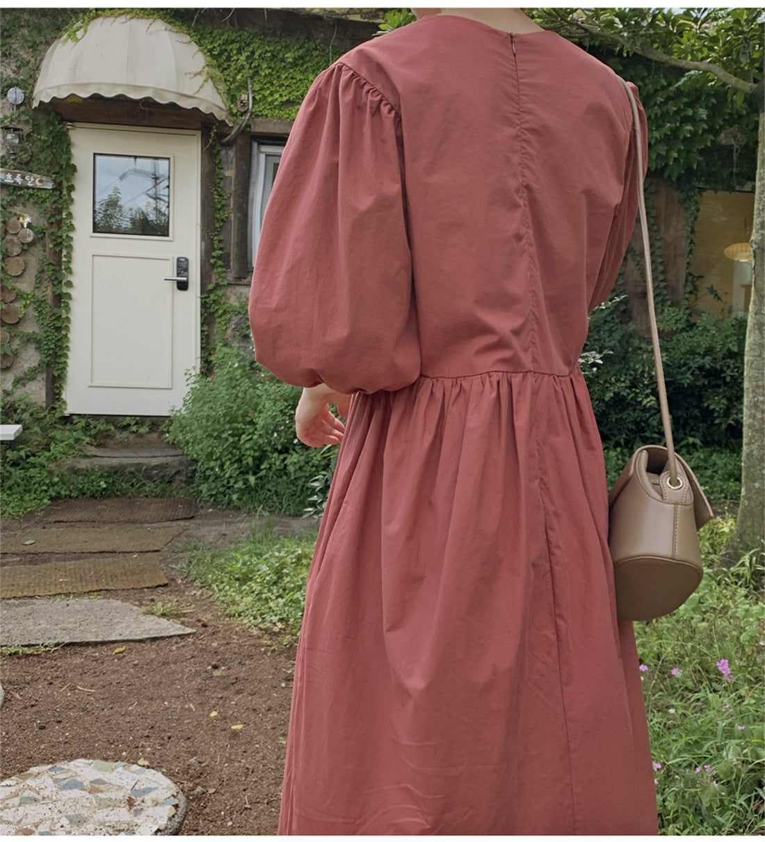 Casual Vintage Women Lantern Sleeves Fall Long Dress-Cozy Dresses-Free Shipping at meselling99