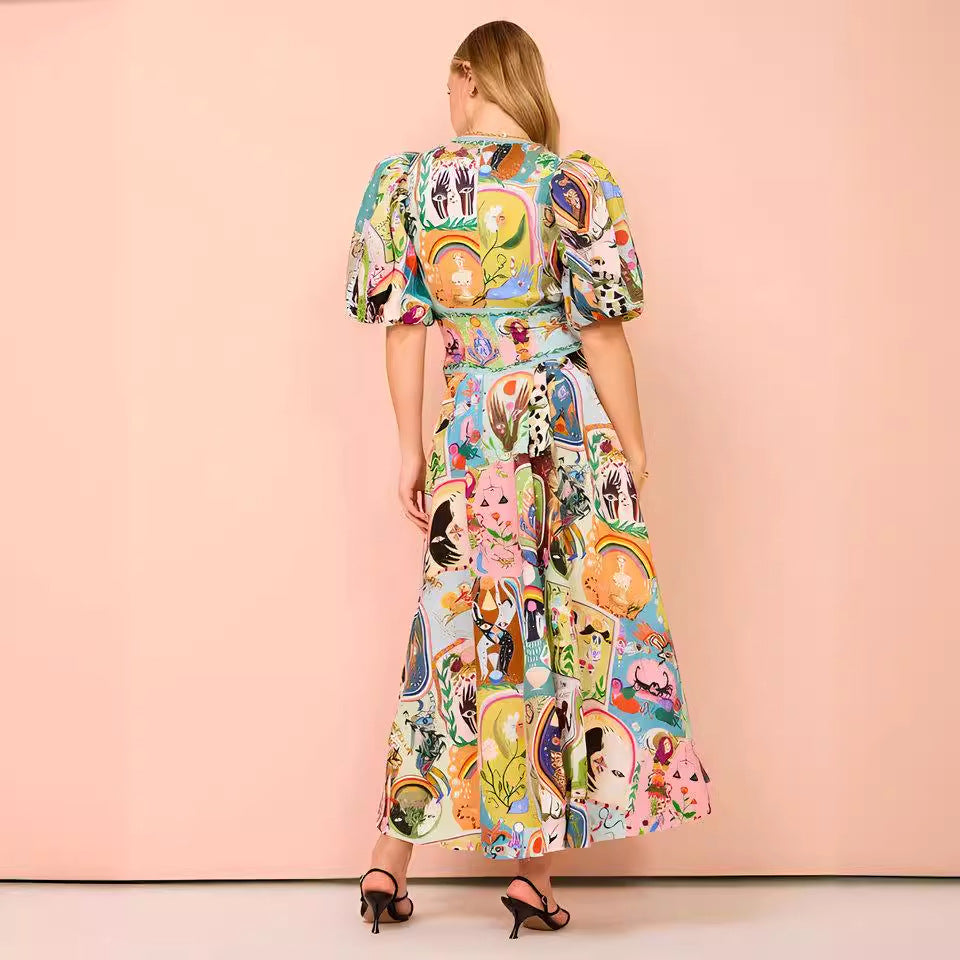 Casual V-Neck Short Sleeve Linen-Blend Dress