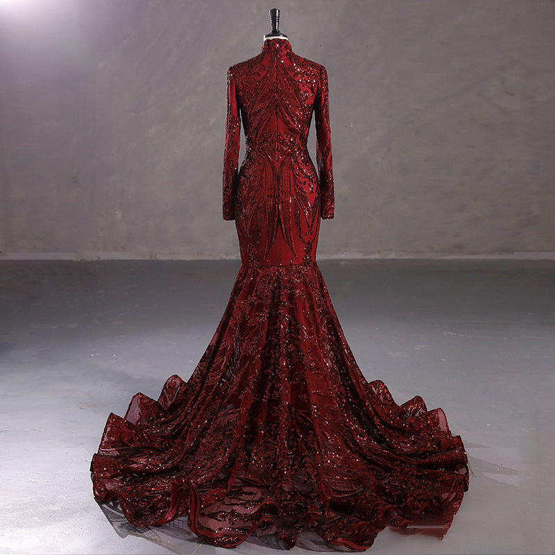 Luxury Long Sleeve High Waist Evening Dress/Wedding Dresses