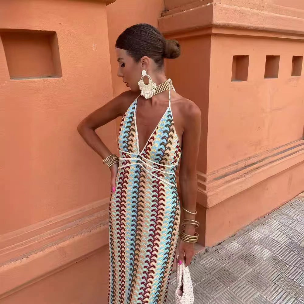 Summer Crochet Floral Midi Dress | Boho Vacation Knitwear
