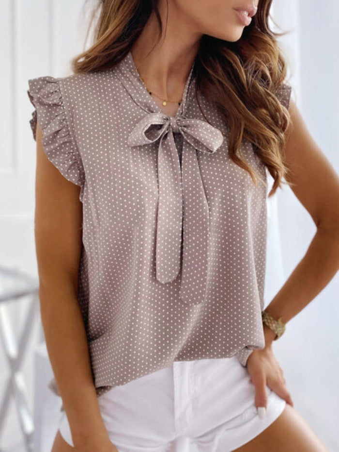 Lovely Polka Dot Print Summer Sleeveless Shirts