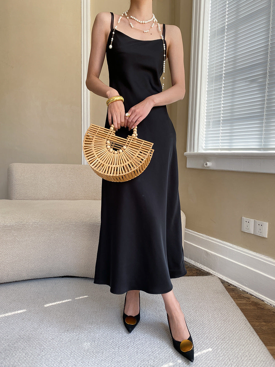 Elegant French Satin Slip Dress