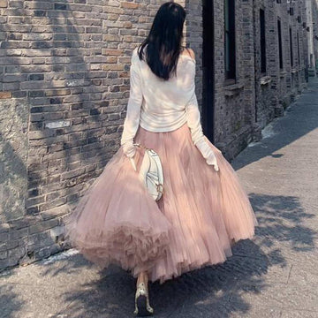 Elegant French Chiffon A-Line Midi Skirt