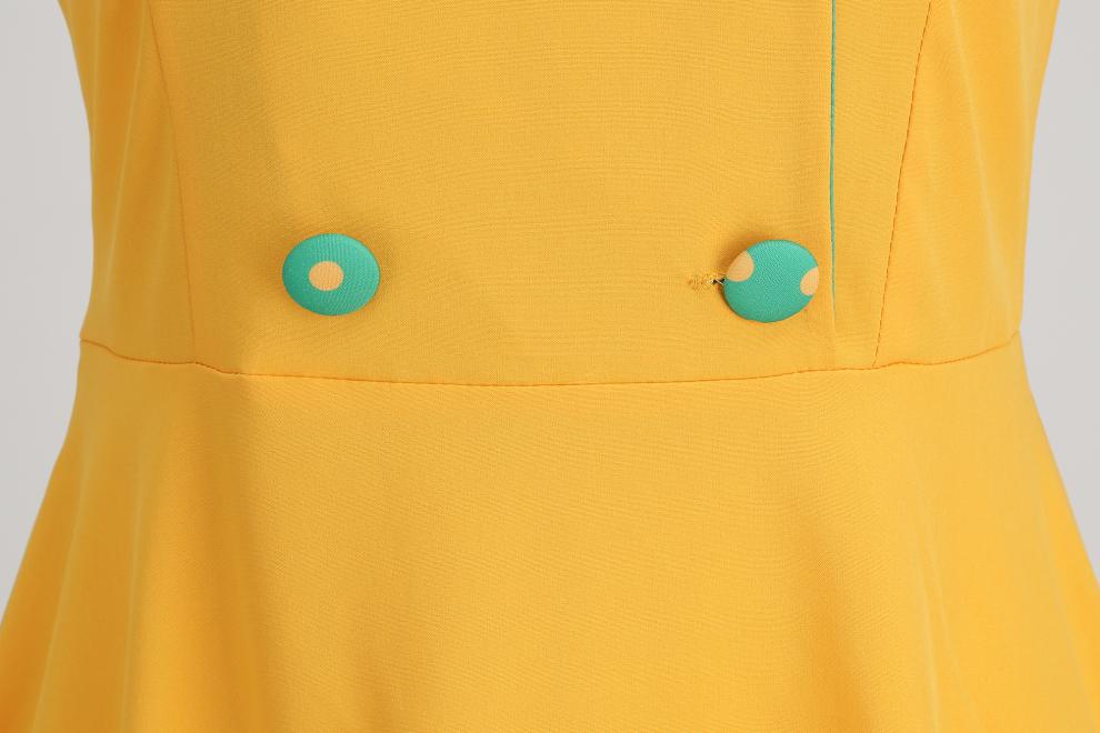 Elegant V-Neck Polka Dot & Solid Color A-Line Dress with Belt for Women