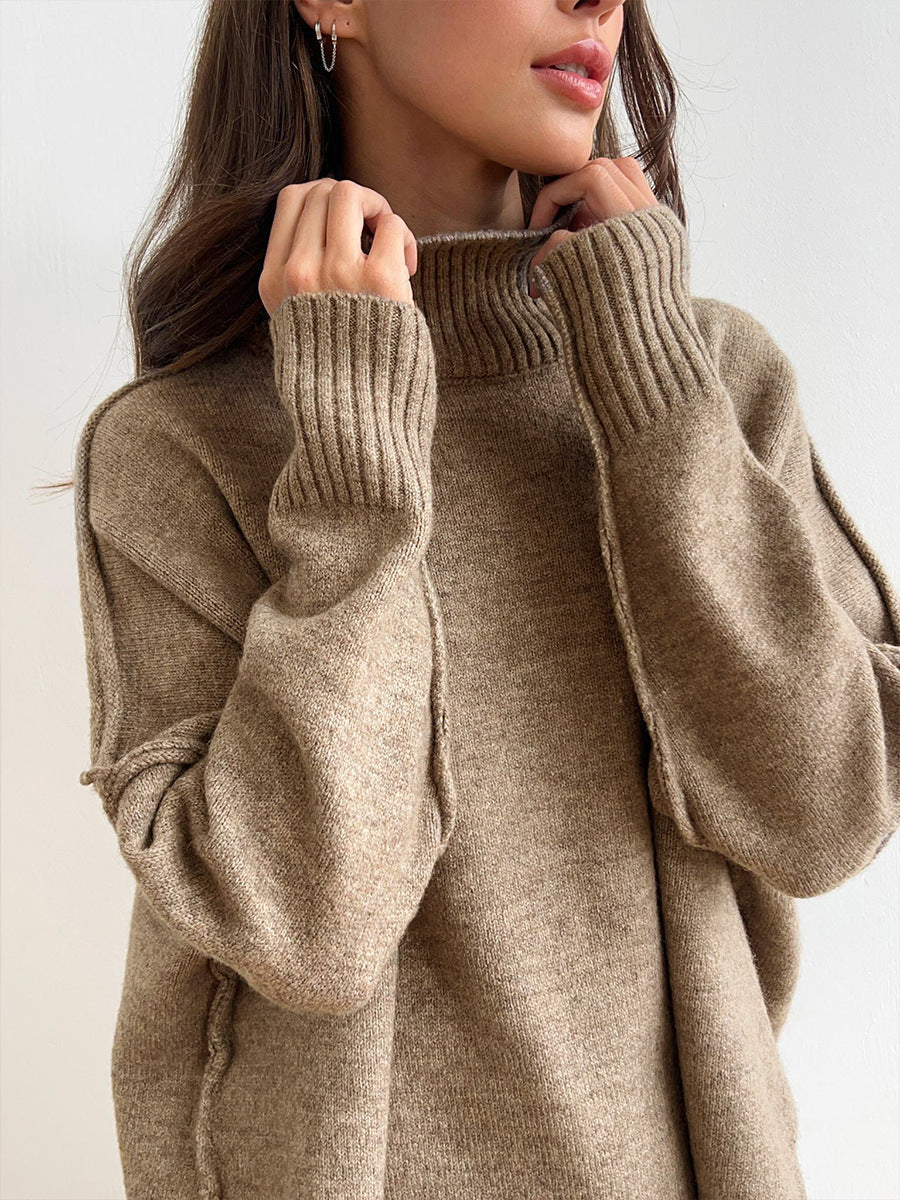 Casual High Neck Pullover Sweaters & Knitted Pants