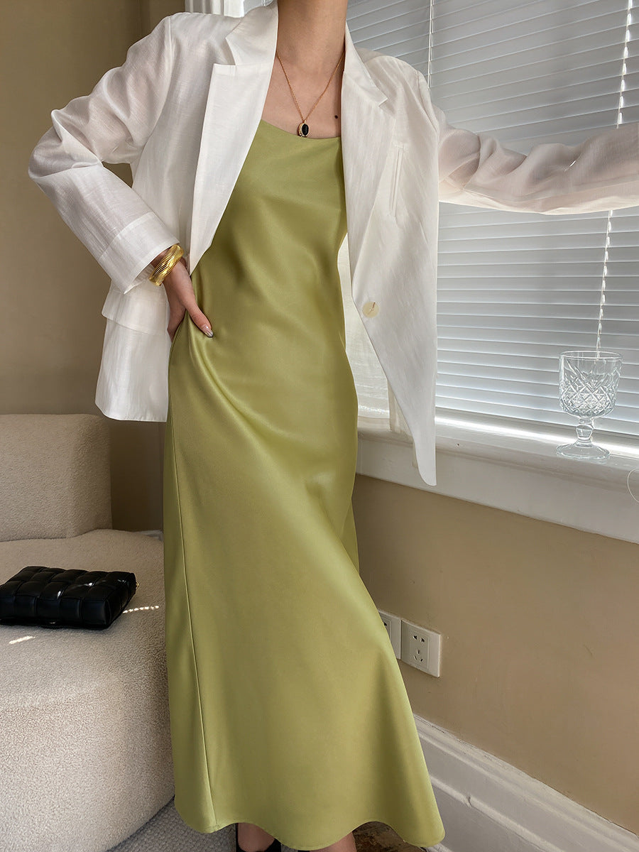 Elegant French Satin Slip Dress