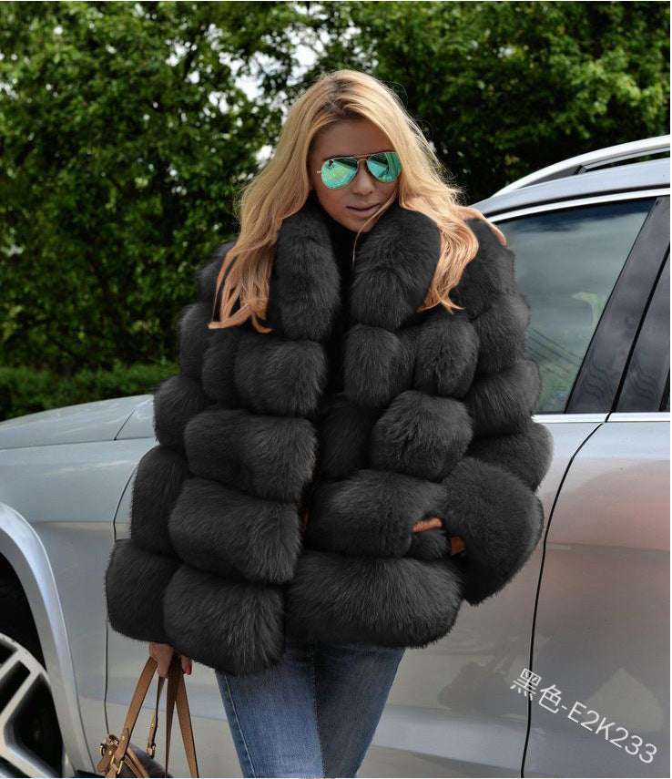 Winter Artificaila Fur Overcoat for Women