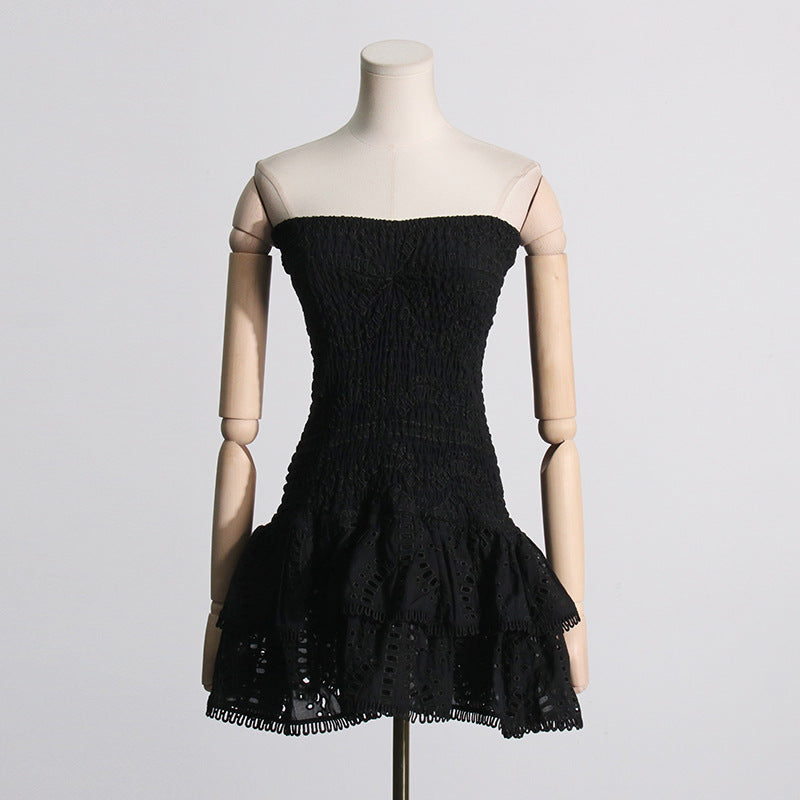 Designed Women's Holiday Style Bodycon Bandeau Beach Dress