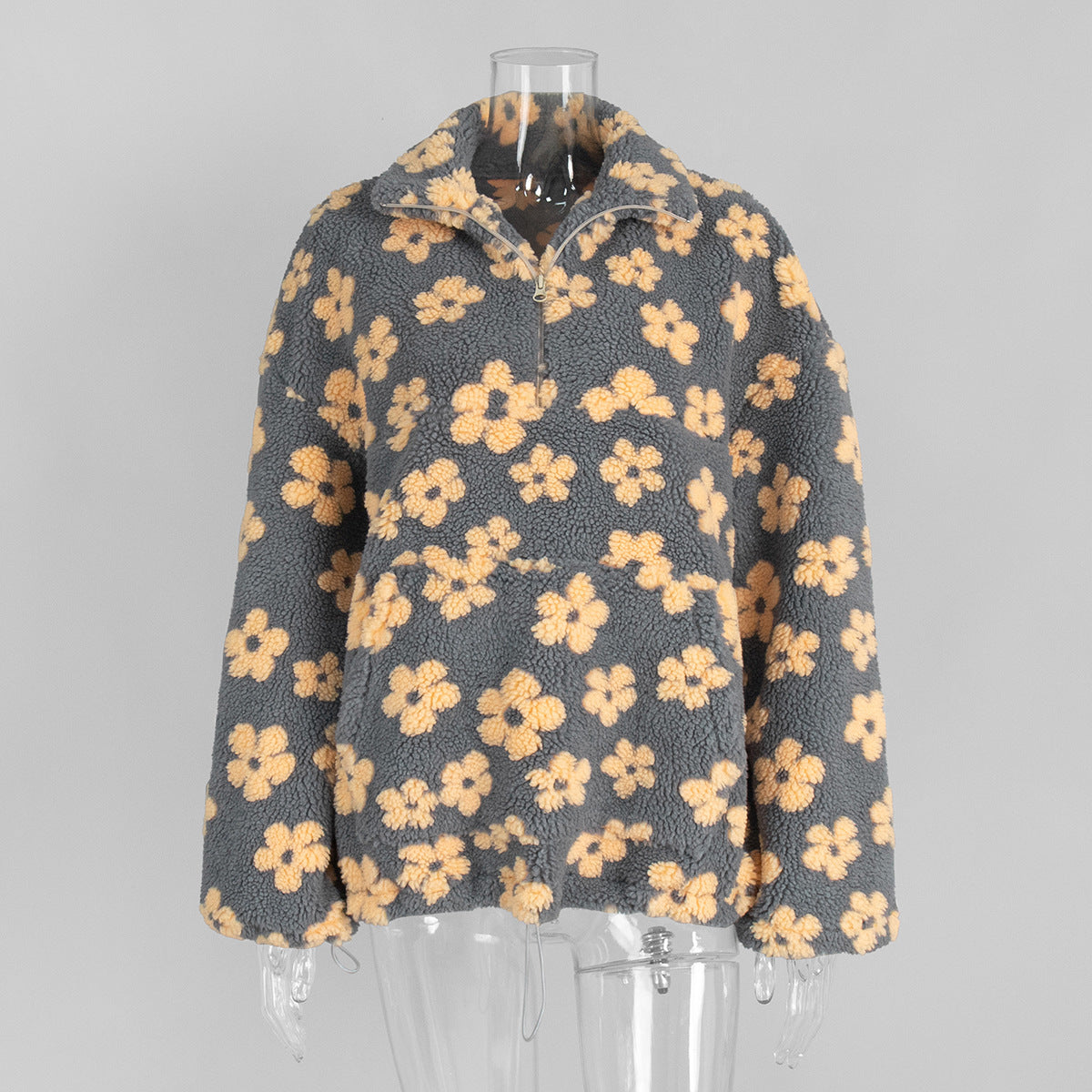 Women's Floral Print Sherpa Hoodie