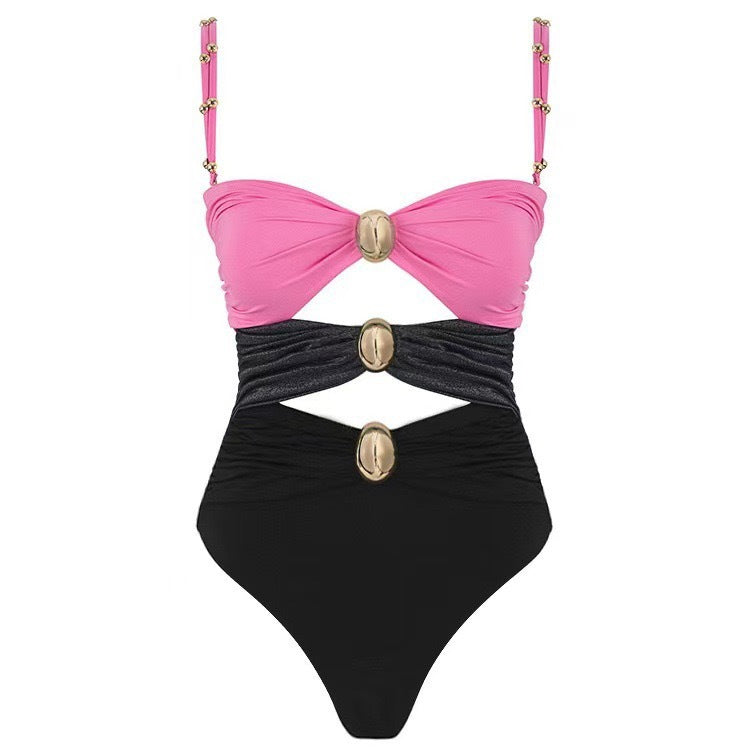 Women's Solid Color Bikini Skirt High-Waisted Swimsuit – Stylish One-Piece Swimsuit
