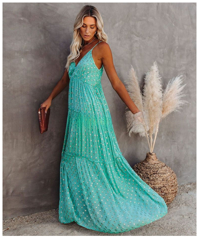 Women's Casual Leopard Print Green Dress