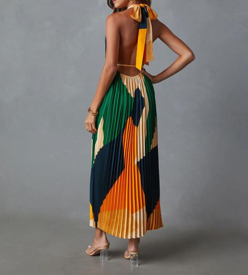 omen's Summer Backless Tie-Detail Dress