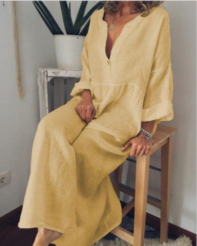 Plus Size Casual Printed Long Sleeve Dress for Women