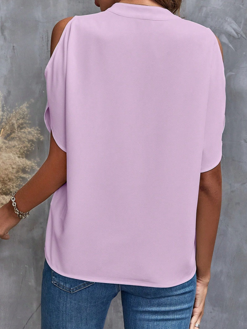 Women's V-Neck Fashion Off-Shoulder Sleeve Blouse