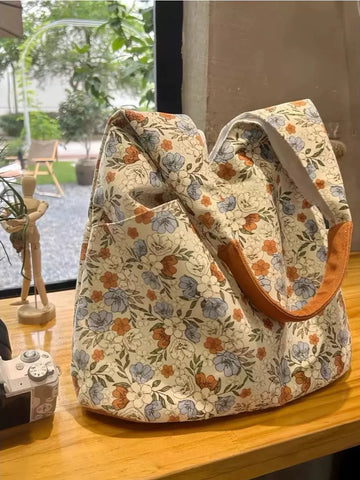 Bohemian Floral Canvas Shoulder Bag