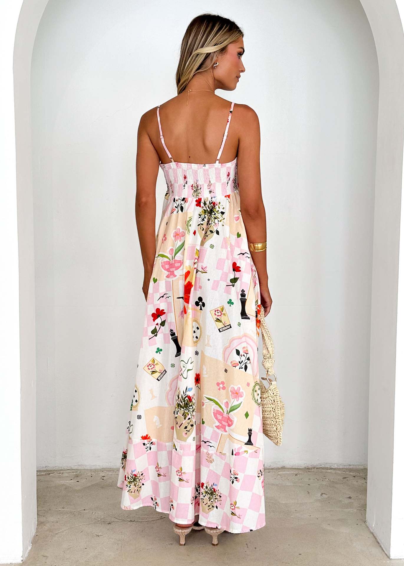Women's Summer Fashion Print Backless Halter High-Waisted Flowy Dress