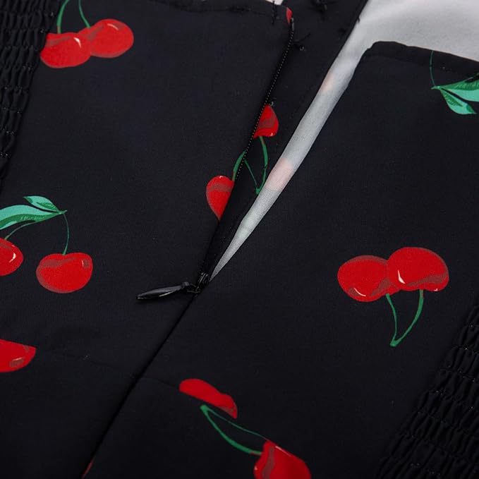 Retro Homecoming Dress - Floral Print A-Line Swing Dress with Buttons