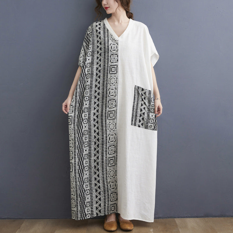 Vintage Pocket Design Plus Sizes Long Cozy Dresses-Dresses-Free Shipping at meselling99