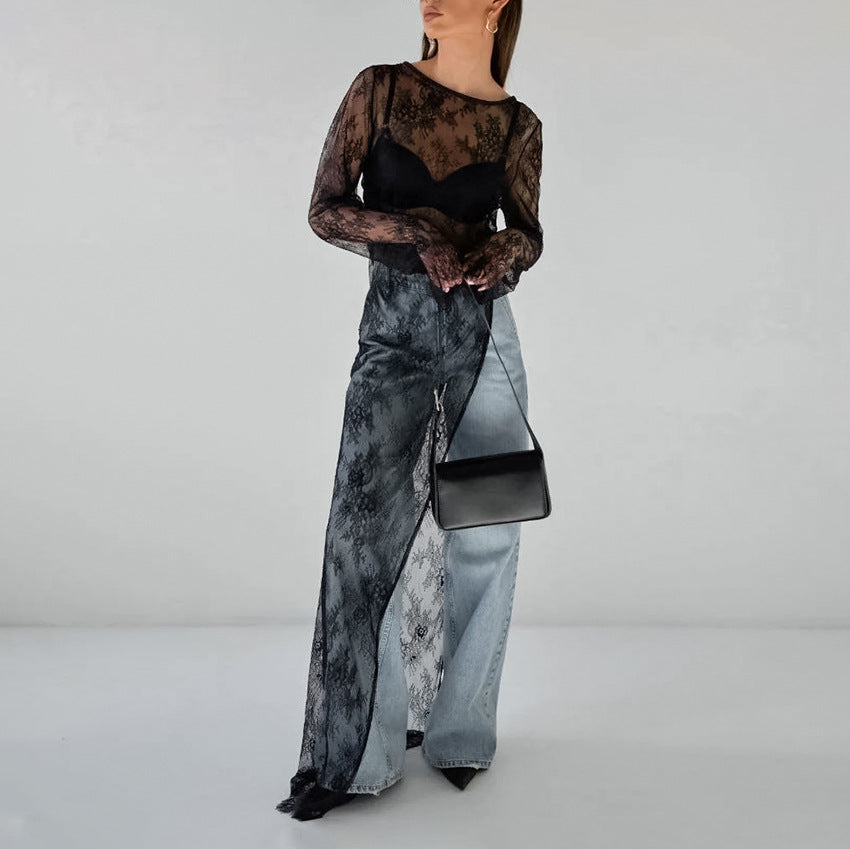 Sexy Black Sheer Lace Dress