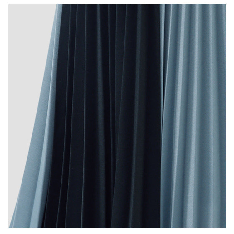 Chiffon Color-Block Pleated Skirt