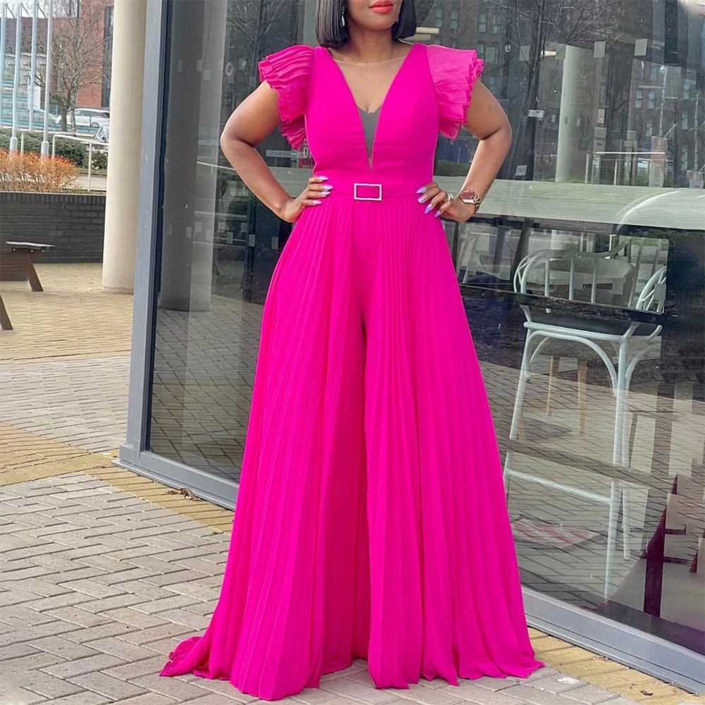 Sexy Plus Sizes Jumpsuits with Belt for Women