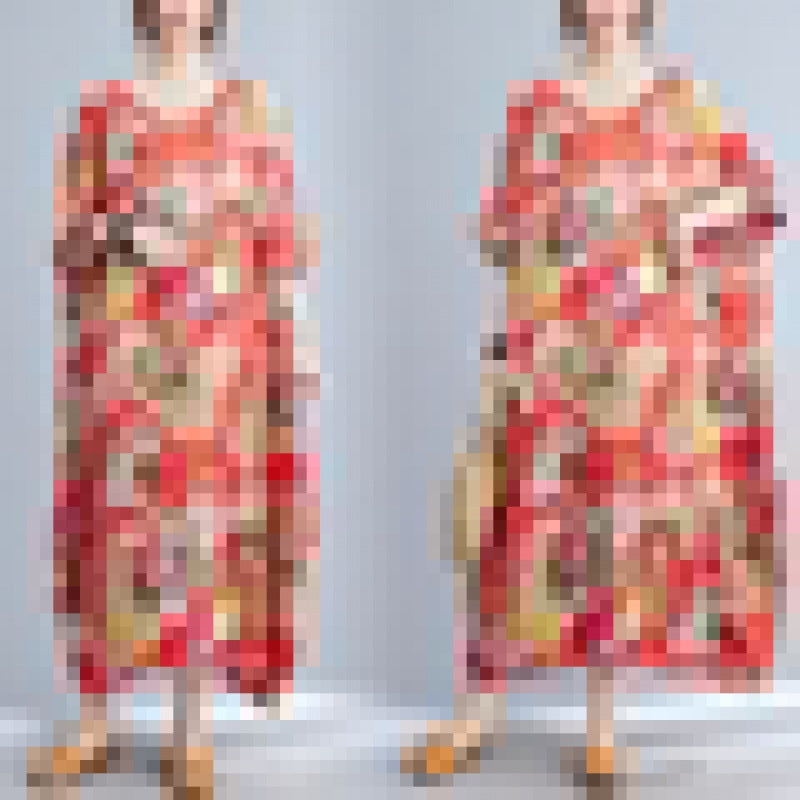 Casual Floral Print Red Plus Sizes Maxi Dresses-Dresses-Red-One Size-Free Shipping at meselling99