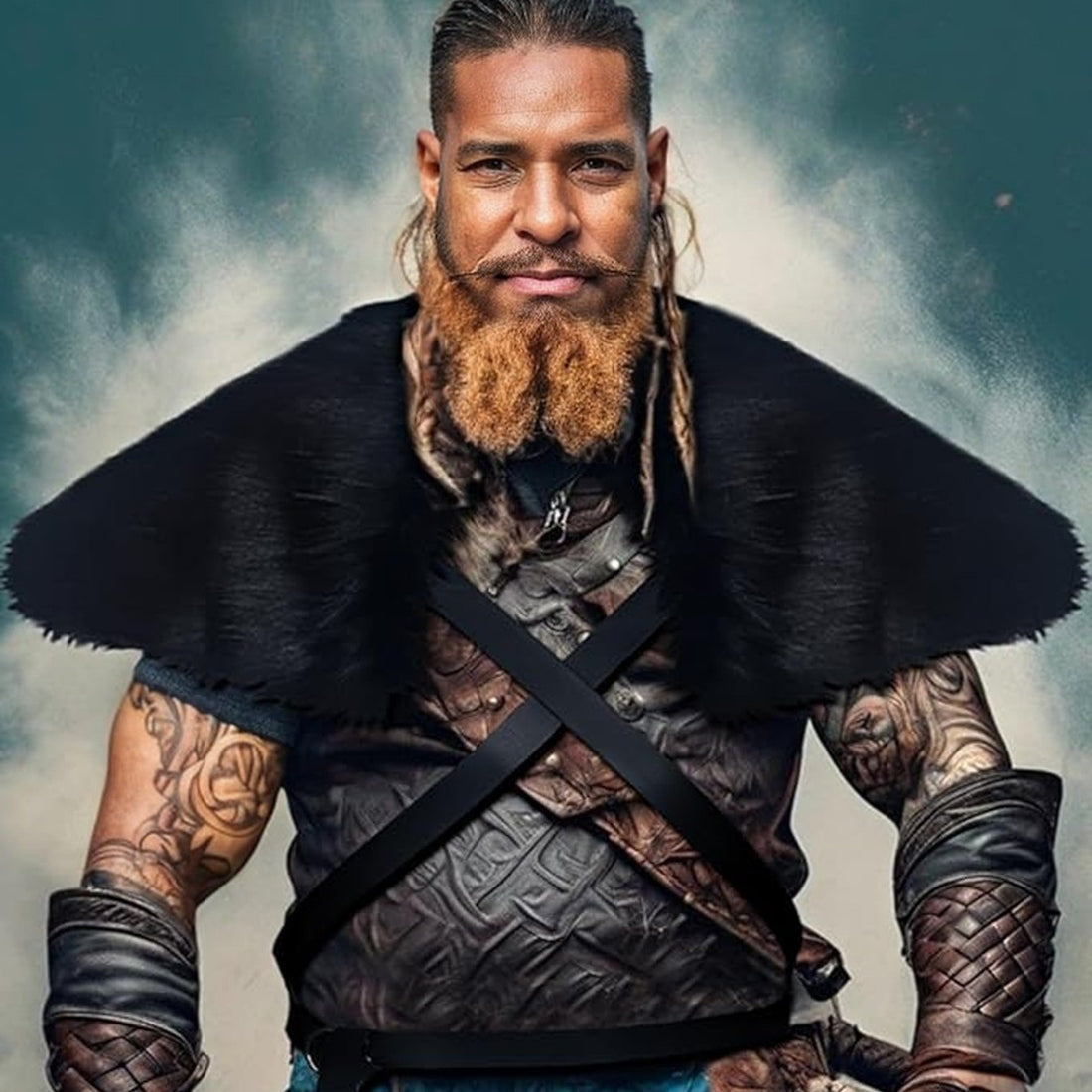 Men's Faux Fur Collar Medieval Cape