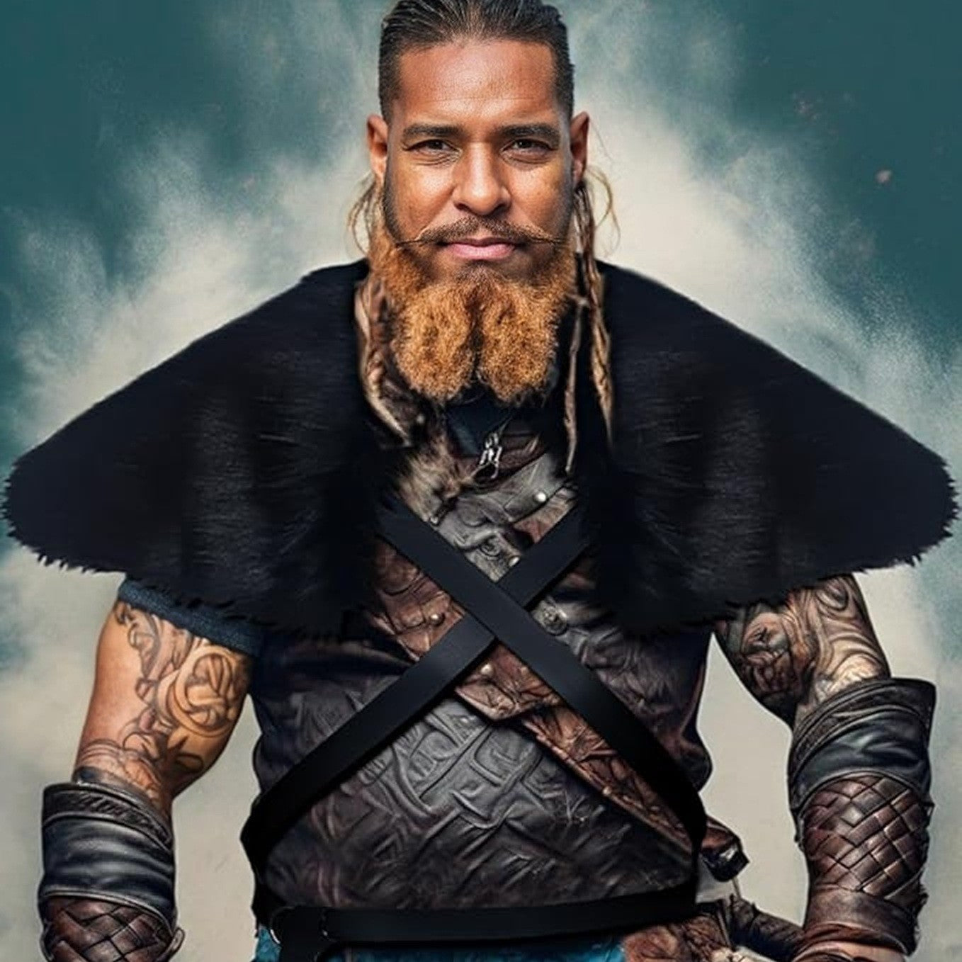 Men's Faux Fur Collar Medieval Cape