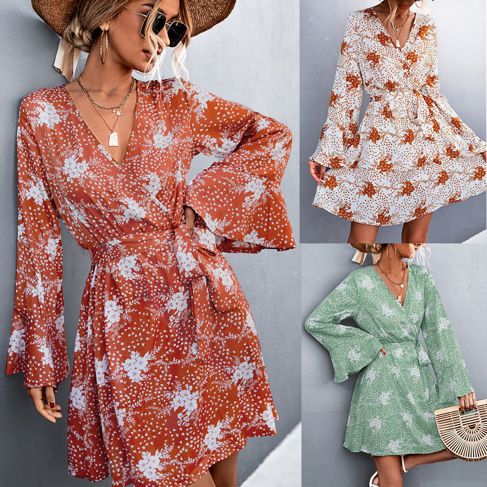 Casual Trumpet Sleeves Bangdage Dresses