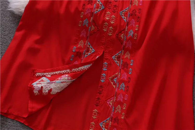 Bohemian Summer V Neck Long Vacation Dresses