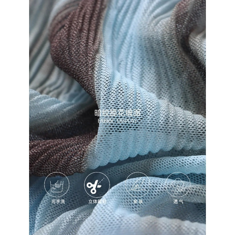 High-Waisted Long Hemline Skirt with Watercolor-Ink Drape