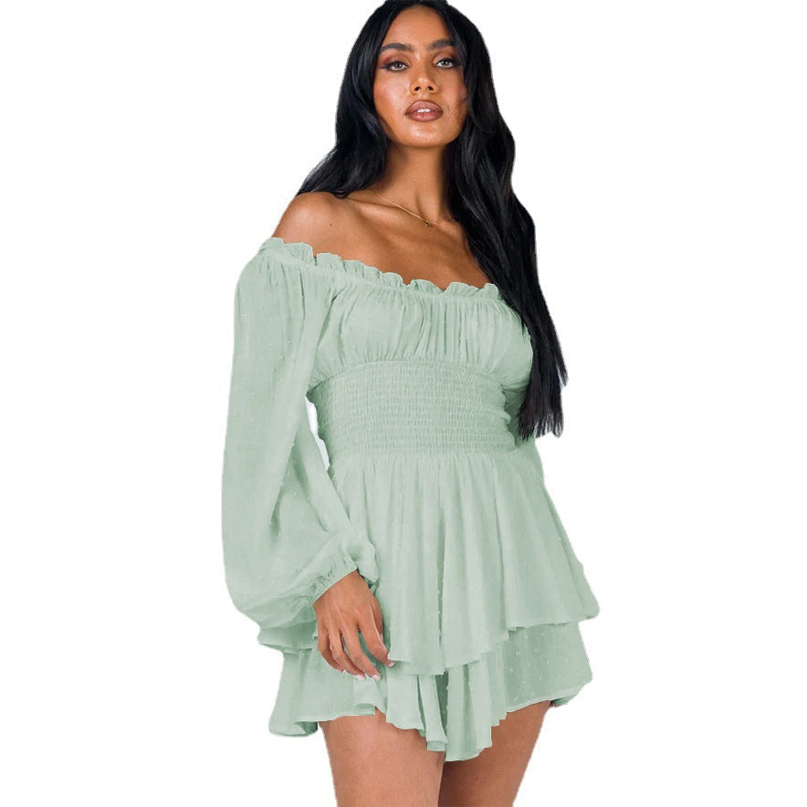 Designed Off The Shoulder Ruffled Short Jumpsuits