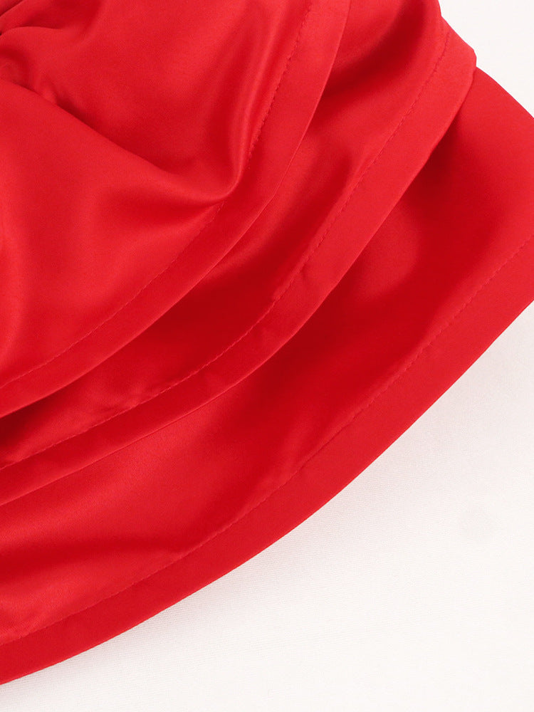 Sexy Red Sequined Strapless Women Party Dresses-Dresses-Free Shipping at meselling99