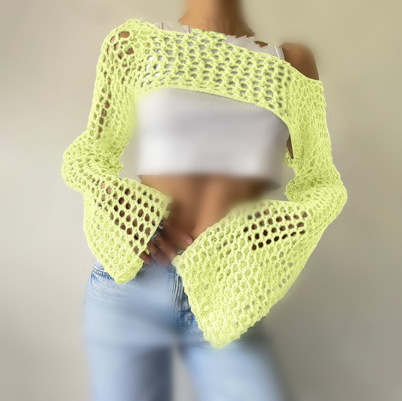 Sexy Hollow Knit Long Sleeves Top