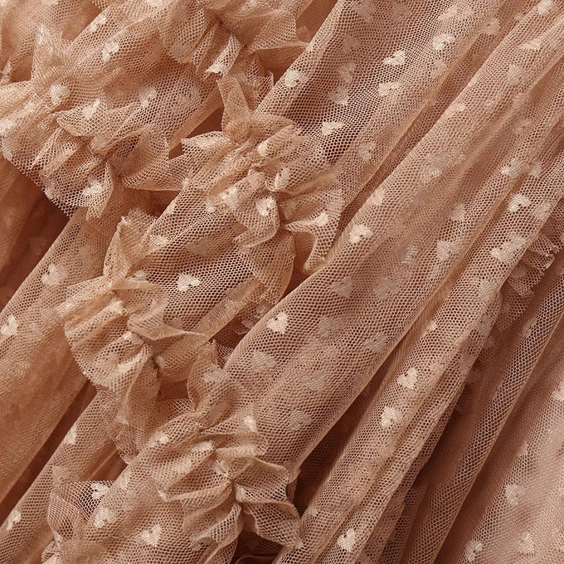 Plus-Size A-Line Tulle Skirt with Jacquard Heart Design