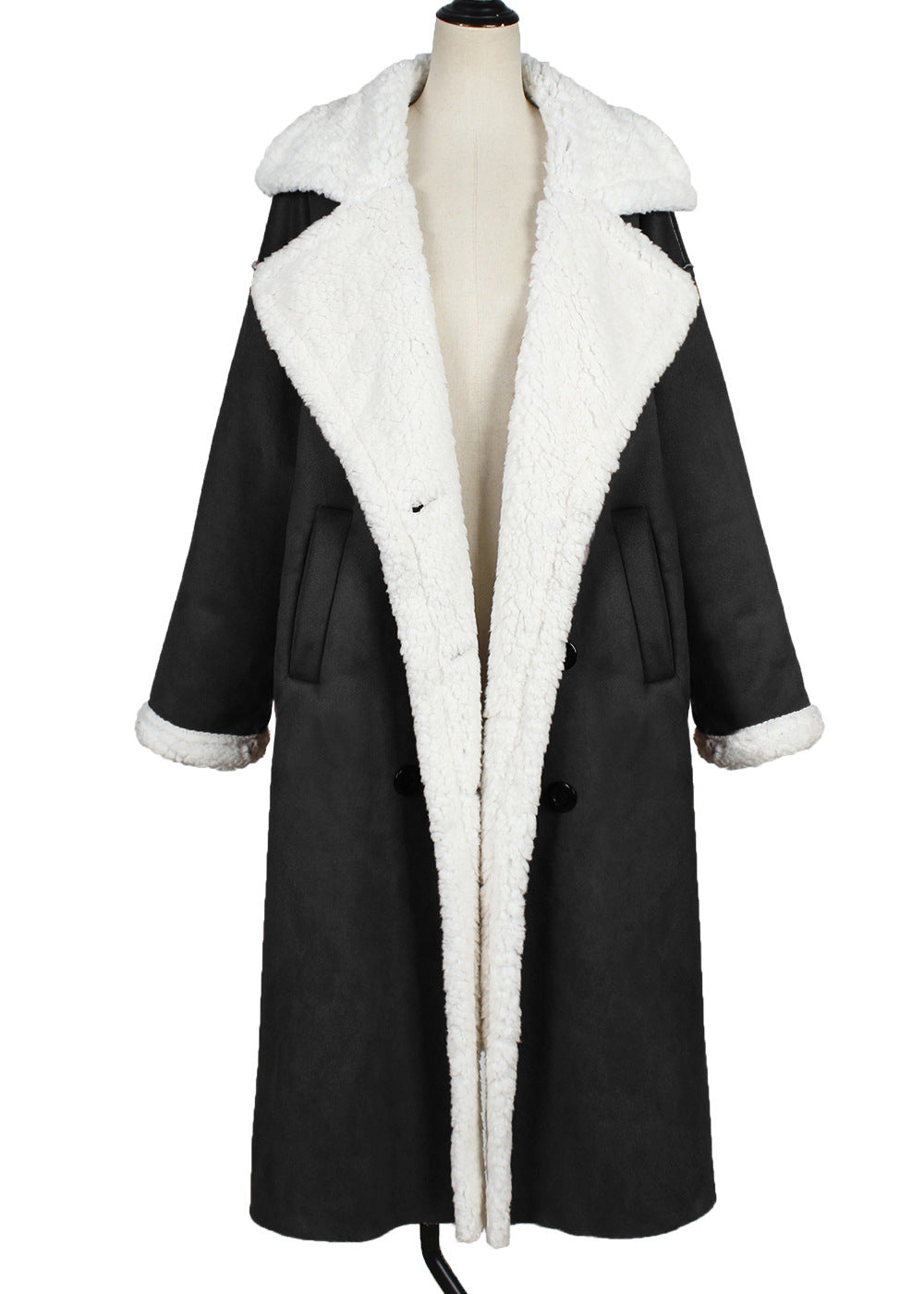 Women's Faux Leather & Fur Long Coat