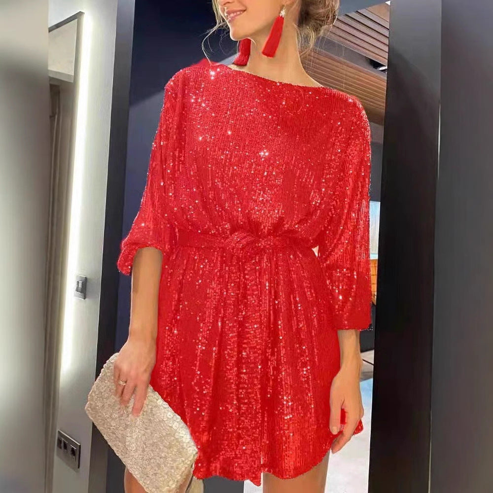 Sparkling Sequin Party Dress – Elegant Evening Gown for Festive Occasion