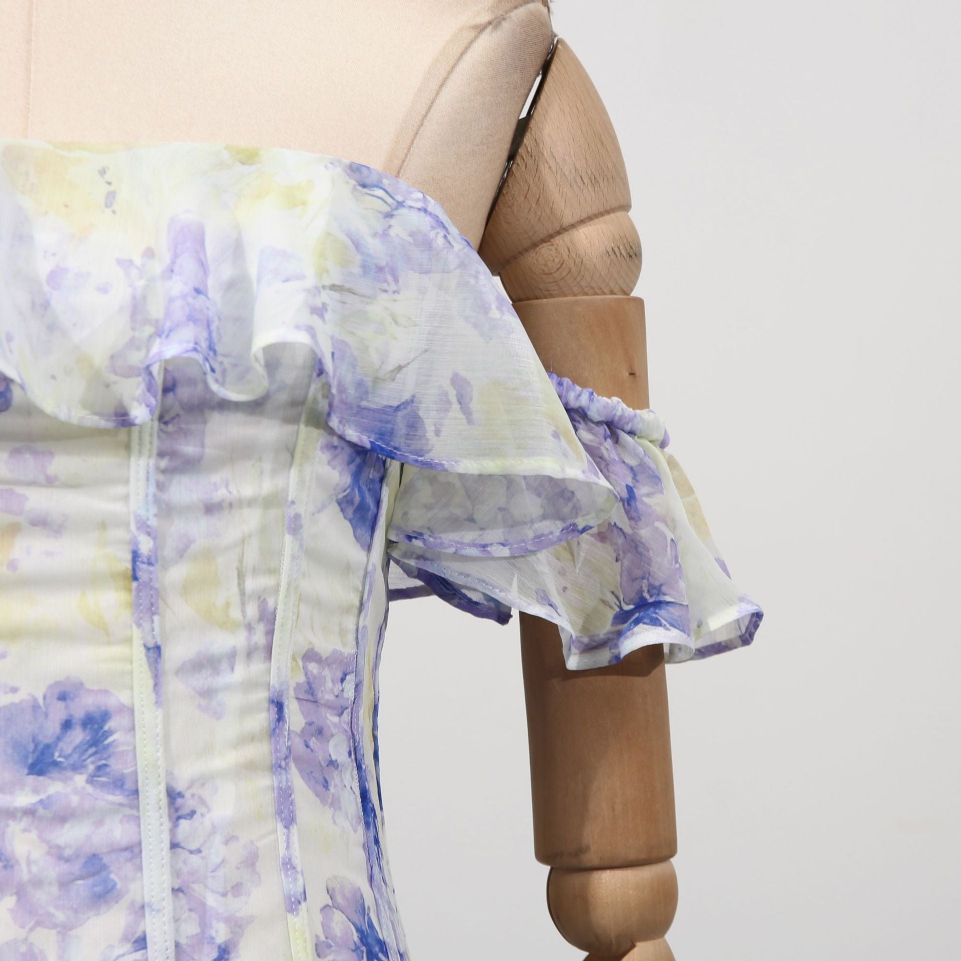 Ethereal Off-Shoulder Waist-Cinching Maxi Dress