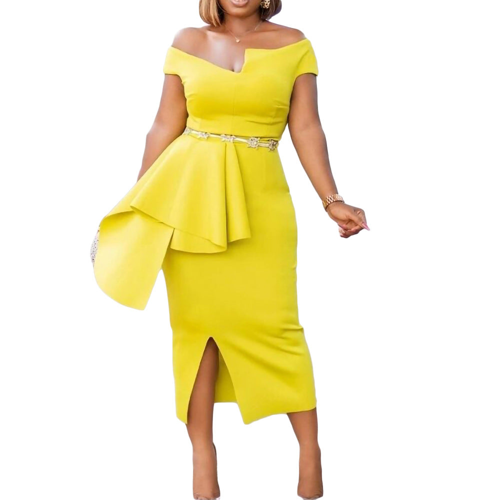 Fashion High Waist Plus Sizes Midi Party Dresses-Dresses-Free Shipping at meselling99