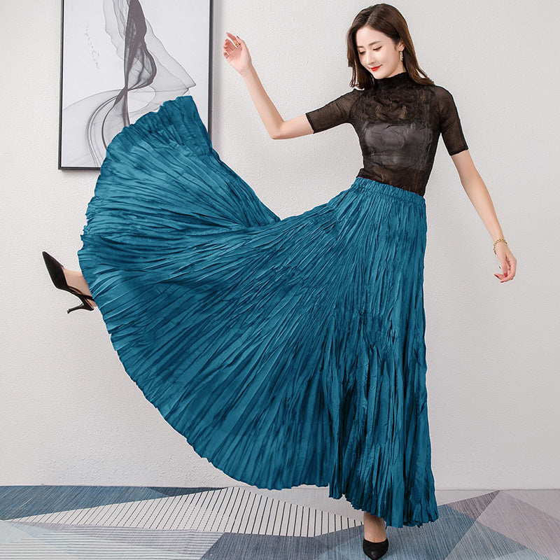 Elegant High-Waisted Solid Color Maxi Skirt