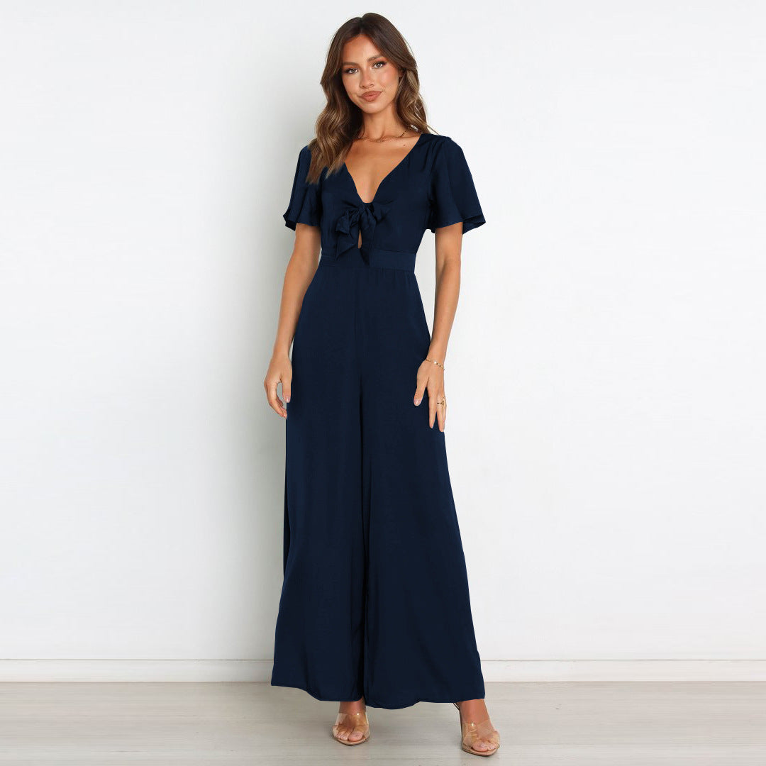 Sexy Ruffled Sleeves Bandage Women Jumpsuits