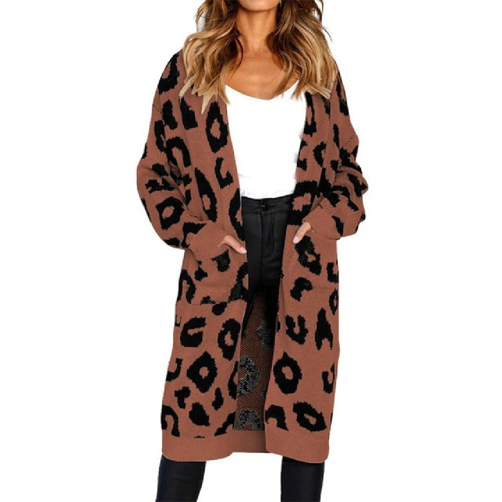 Women's Loose Fit Leopard Print Cardigan