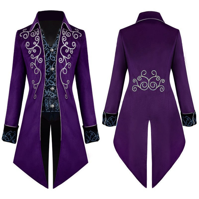 Men's Vintage Silver-Edge Tailcoat Jacket