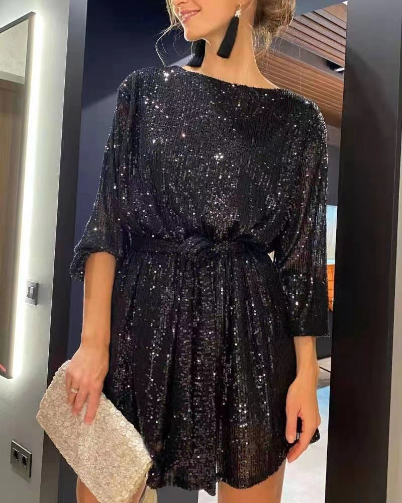 Sparkling Sequin Party Dress – Elegant Evening Gown for Festive Occasion