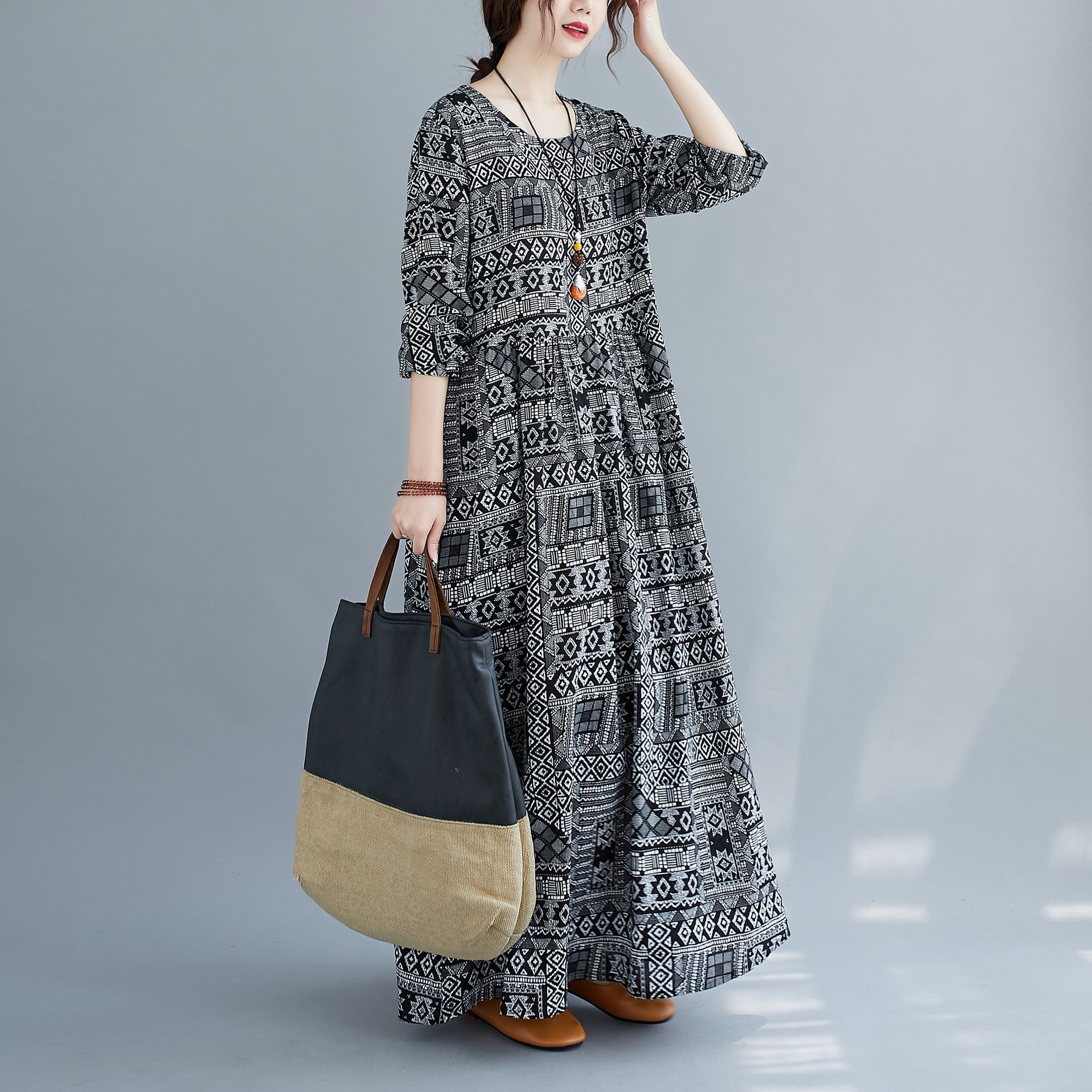 Women Plus Sizes Spring Long Dresses-Dresses-Free Shipping at meselling99