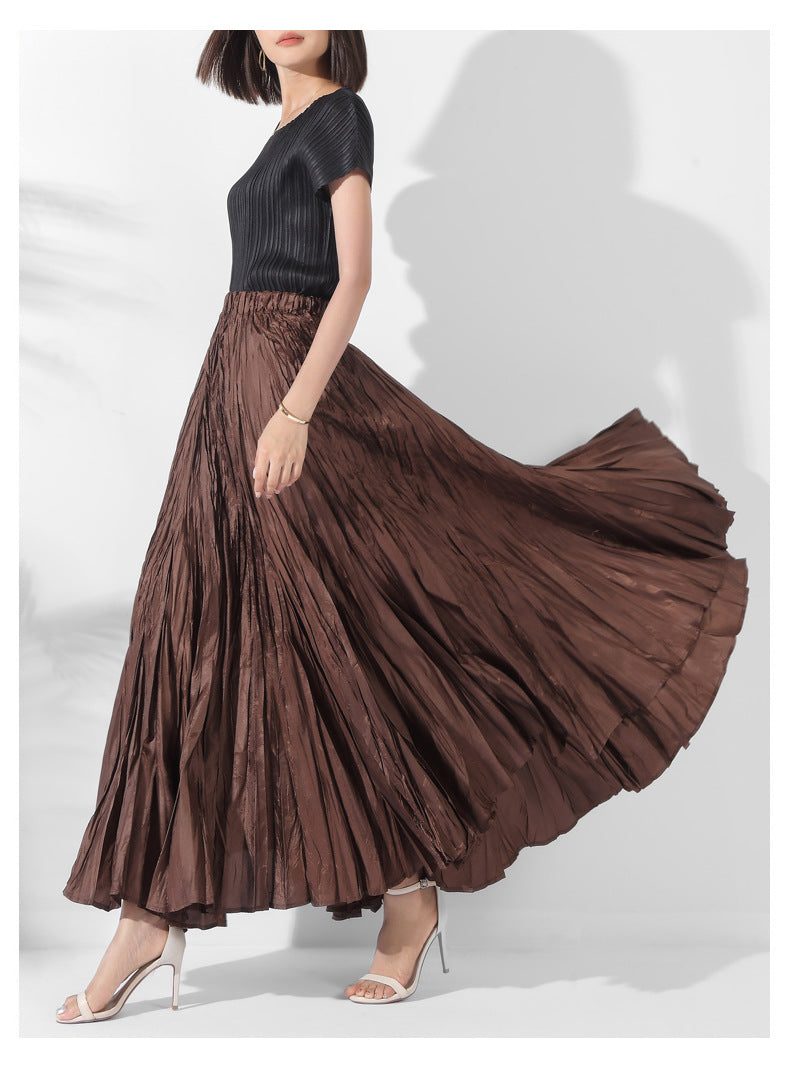 Elegant High-Waisted Solid Color Maxi Skirt